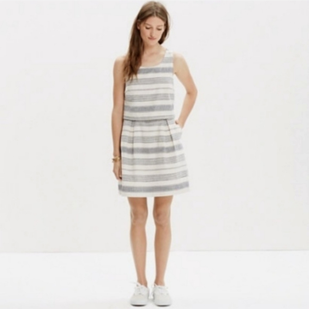 Madewell | Striped Linen Blend Overlay Dress